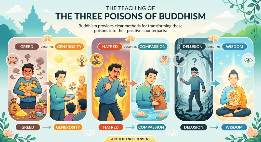 The Teaching of Three Poisons of Buddhism