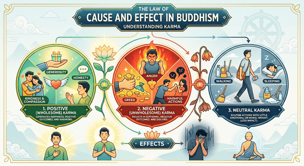 The Law of Cause and Effect in Buddhism – Types of Karma